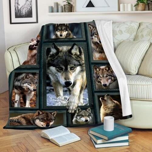 Wolf Fleece Blanket 3D full printed Wearable Blanket Adults/kids Fleece Blanket Sherpa Blanket Drop Shipping