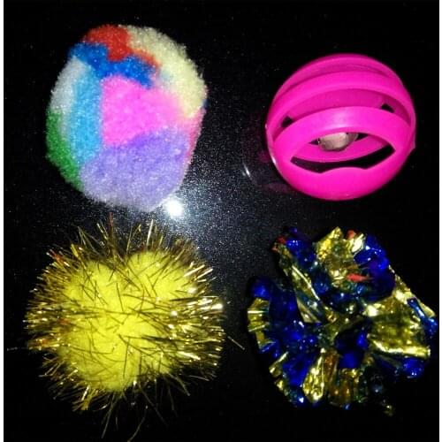 Westrice Cat Toy 4 Small 4cm Cat Toys Value Pet Toys Packs Plastic ball Nylon ball Mylar ball Gold ball Cat Toy