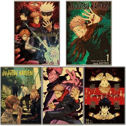 Japanese Animation Jujutsu Kaisen Retro Anime Poster And Prints Classic HD TV Superhero Home Bedroom Decoration Wall Art Picture