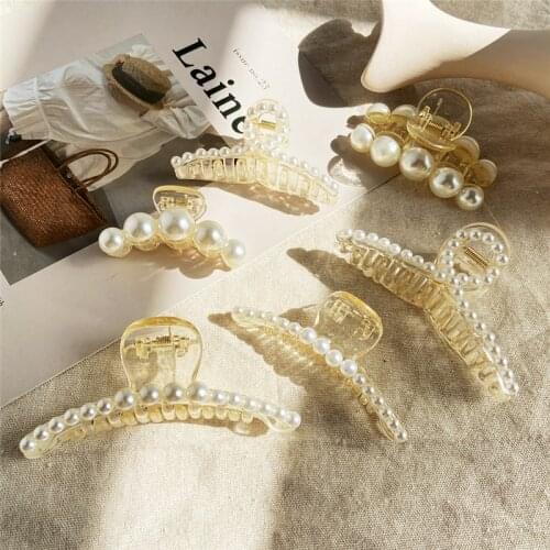 LIMARIO Fashion Hair Claw Clips For Women Horsetail Clip Geometric Imitation Pearl Hairpin Crystal Hair Clips Hair Accessorie