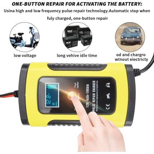 Full Automatic Car Battery Charger 110V To 220V To 12V 6A Intelligent Fast Power Charging Wet Dry Lead Acid Digital LCD Display