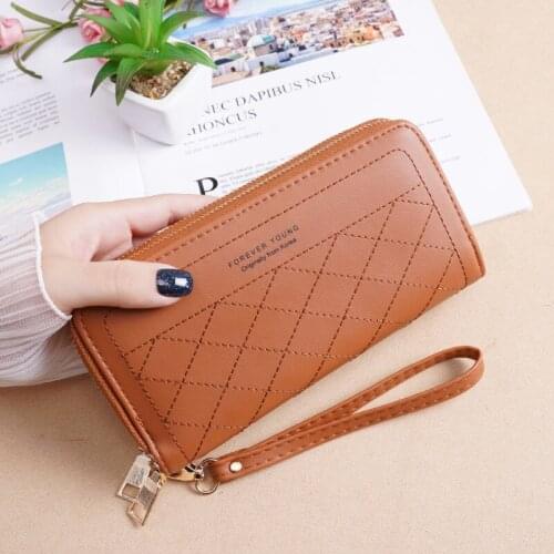 Women Long Large Capacity Double Zipper Clutch Bag Fashion Casual Solid Color Ladies Wallet Multi-functional Multi-card Purse