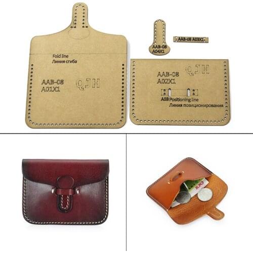 1Set Of Leather Craft Fashion Personality Card Pack Business Card Coin Purse Sewing Pattern Hard Acrylic and Kraft Paper Stencil