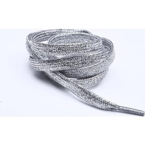 1Pair Shiny Glitter Silver Shoelaces 110 cm Sneaker Sport Shoes Laces Bootlaces Shoe laces Strings