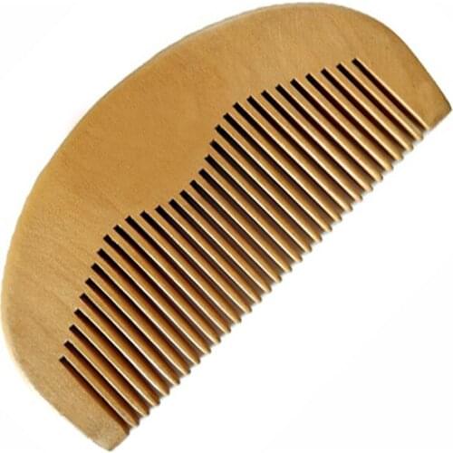 1PCS Natural Peach Wood Pocket Beard Comb Wholesale Hair Brush Comb Make Up Tool For Men Beard Care Engrave Logo 4.2inch