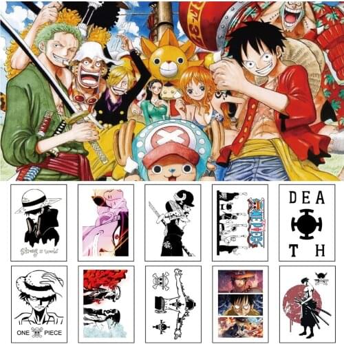 10Pcs Anime Tattoo One Piece Cartoon Waterproof Temporary Tattoo Sticker Flash Tatoo Fake Tattoos Art arm tattoos tatuajes