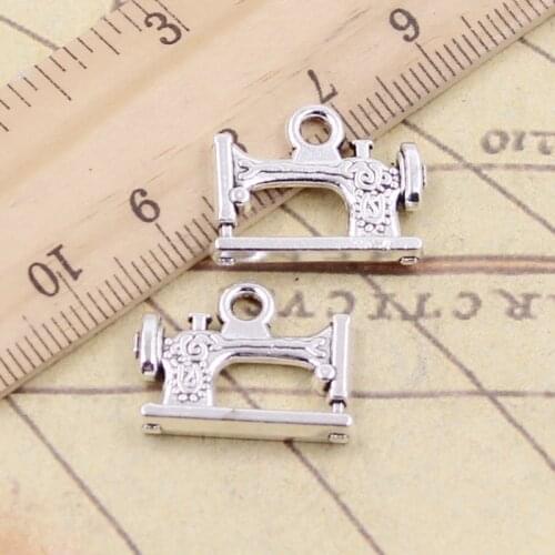 10pcs Charms Vintage Treadle Sewing Machine 20x15mm Tibetan Silver Color Pendants Antique Jewelry Making DIY Handmade Craft
