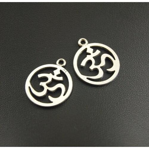 10pcs Silver Color Alloy Round OM/OHM/3D Sign Charms Jewelry Making DIY Handmade Craft A1239
