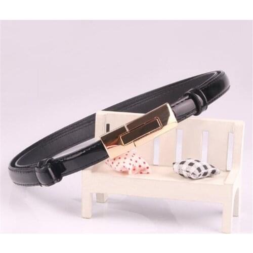 100cm*1.4cm Slim Waistband Women Solid Color PU Belts Female Fashion Lady Metal Buckle Dress Band