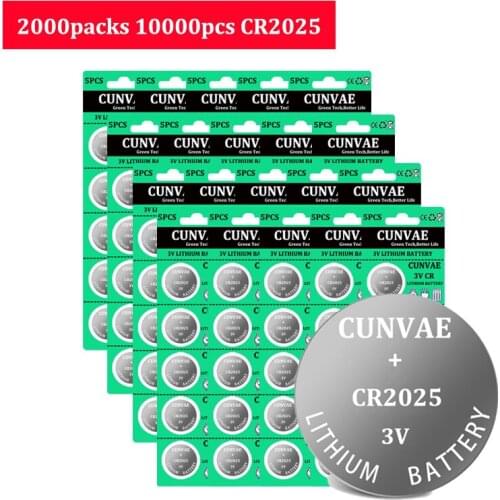 10000pcs/2000packs 3V CR2025 CR 2025 Lithium Battery ECR2025 DL2025 BR2025 KL2025 L2025 2025 Button Coin Cell Batteries