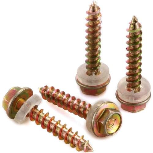 50pcs M5 Hexagon Sems Screws Hex Head Self Tapping Screw With Washer Zinc Plated 19/25/32/38/50mm Length