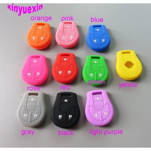 50pcs Xinyuexin Silicone Car Key Cover FOB Case For Nisan March Tiida Altima Armada Cube Juke Maxima Pathfinder Rogue Sentra