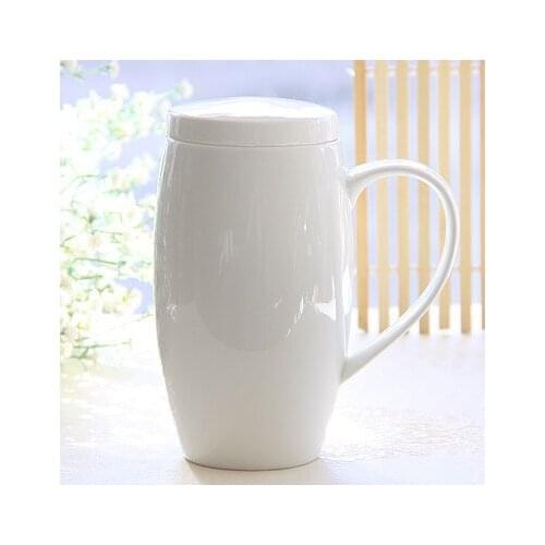 700ml Bone china mug plain white porcelain lids tea mug with lid beer mug funny belly designed