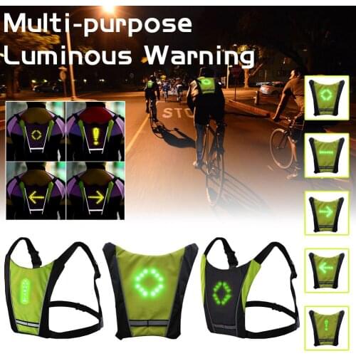 Wireless Cycling Vest Turn Signal LED Reflective Vest Usb Charging Riding Accessories Capacity MTB Bike Bag Safety