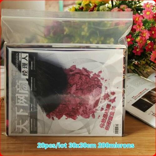 Carteira Feminina 20pcs/lot 30x30cm 200microns Thickness Zipper Plastic Transparent Bag lock , Clear Packaging Package Bags