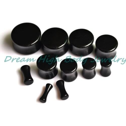 Darkside Black Acrylic Double Flared Flesh Plug PMMA Ear Plug Piercing Expander Fashion Body Jewelry 3-20mm Free Shipping