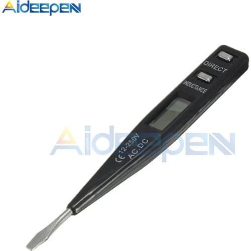 AC DC 12V-250V Voltage Tester Pen LCD Digital AC/DC Voltage Detector Continuity Voltage Detection Pen Inductance Detector Sensor
