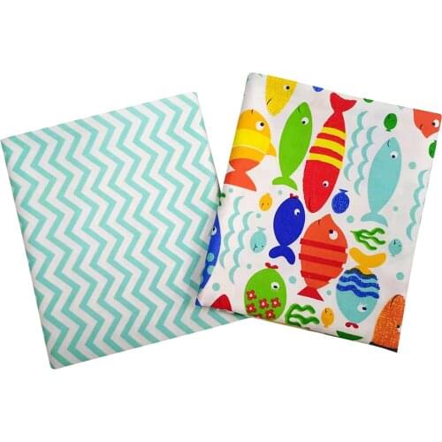 Printed Fish Baby Cotton Twill Quilting Fabric by half meter for DIY Sewing Bed Sheet Dress making cotton fabric