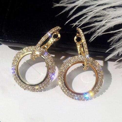 Elegant Crystal Hoop Earrings For Women Girls Trendy Luxury Zircons Hoop Korean Earrings Wedding Party Fashion Jewelry Gifts