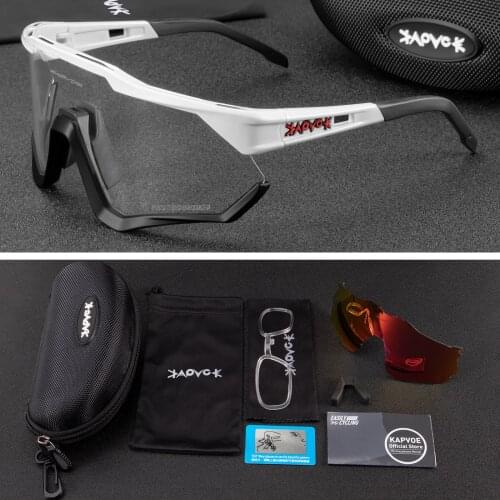 Photochromic Cycling Glasses Men Women Outdoor Sports UV400 Bicycle Sunglasses MTB Goggle Road Bike Cycling Eyewear 2 lens