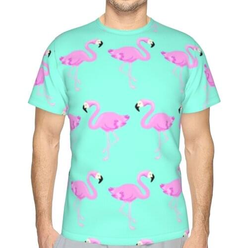 Flamingo T-Shirt Streetwear Cute Polyester T Shirt Graphic Short Sleeve Tshirt Mens Big