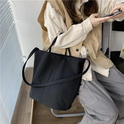 Student canvas bag simple small fresh literary solid color handbag canvas bag shoulder bag messenger bag bucket bag