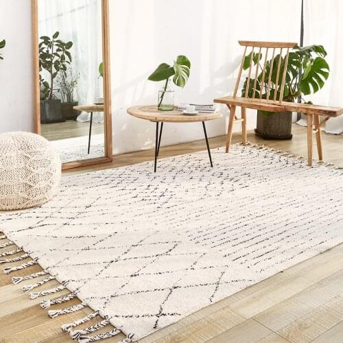 India Handmade Carpets Livingroom Turkey Nordic Home Bedroom Carpet Kilim Rug Floor Mat Study Room Morocco Carpet With Tassel