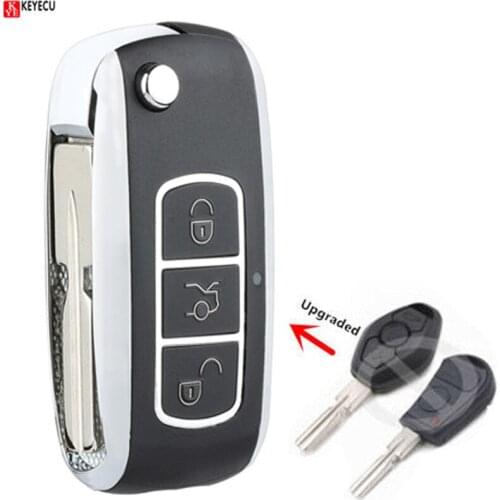 KEYECU Modifed Bentley Style Folding Flip Remote Key 3 Button Fob for BMW 315/433MHZ ID44CHIP HU58 Uncut Blade