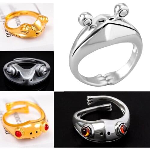 Hip Hop Frog Ring Fashion Silver Color Animal Open Rings For Women Men Vintage Tail Adjustable Anillos Jewelry Xmas Gift