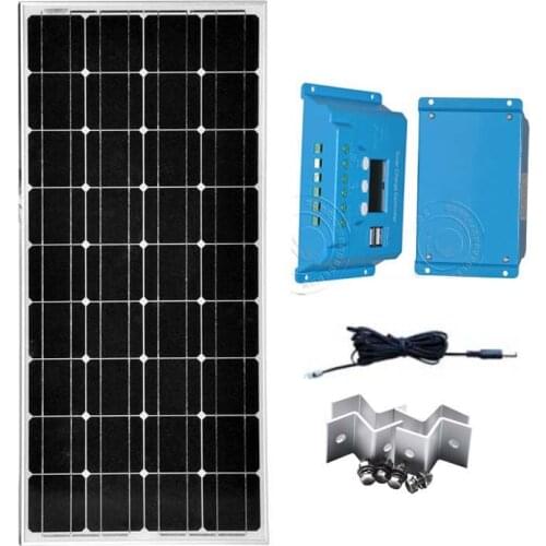 Solar Panel Kit 12v 100W BatterieSolar Charge Controller 12v/24v 10A PV Cable Connector Z Bracket Caravan Car Camp Motorhome