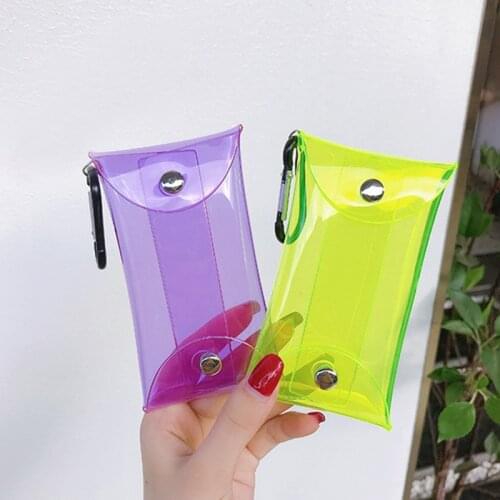 Girl Coin Purse Mini Transparent Pvc Key Wallet Case Chain Ring Pouch Car Keychain Women Coin Bag Lipstick Small Storage Bag