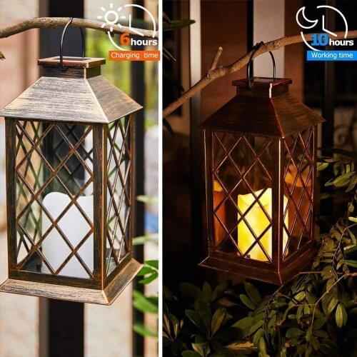 Creative Led Electronic Waterproof Solar Hollow Candle Lantern Candle Flashing Flameless Light Chandelier Plastic Garden G5D3