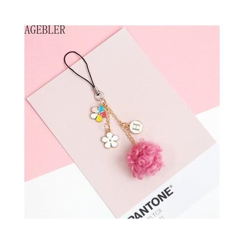 Cute Japansese Style Phone Decor Mobile Rope Charm Keyfob Couple Gift Colorful Flower Romantic Bag Pendant