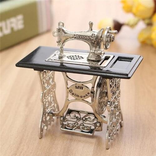 1/12 Doll House Decor Miniatura Toy Vintage Miniature Sewing Machine Furniture Toys Gifts For Retro Children Toys Accessories
