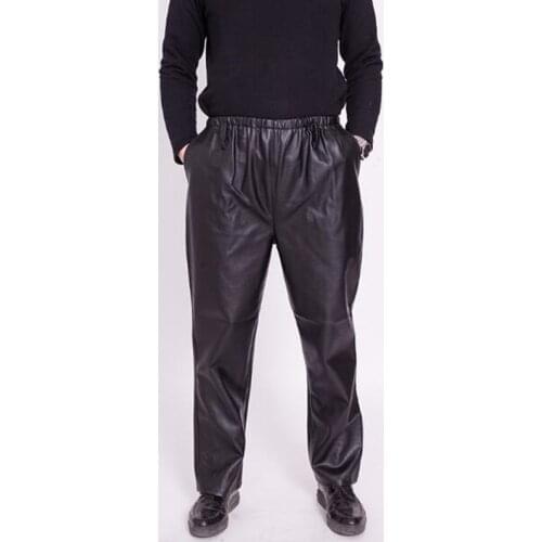 Mens Faux Leather Pants Spring Autumn PU Work Windproof keep warm Casual chaparejos Trousers Men Clothing