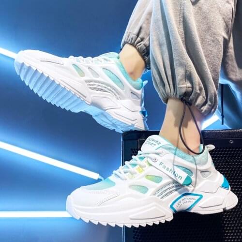 2021 Mens Summer Daddy Shoes Fashion Lightweight Breathable Mesh Flat Bottom Casual Shoes Walking Anti-skid Korean Mens Shoes