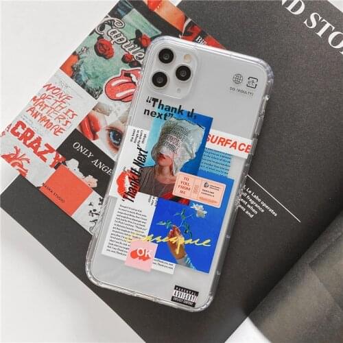 For iPhone 12 11 Pro Max X XS XR XSMax 8 7 6S Plus Case Stickers Label Bar Retro Funny Fashion Soft TPU Back Cover