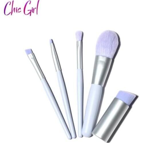 5PCLarge Makeup Brush Set White Concealer Foundation Blush Powder Blend Cosmetic Make Up Brushes Eyeshadow Fan Highlighter Brush
