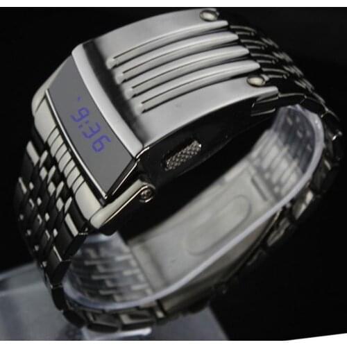 Wrist Watch LED Automatic Energy Saving Mode Stainless Steel Digital Calendar Sport Watch for Officer