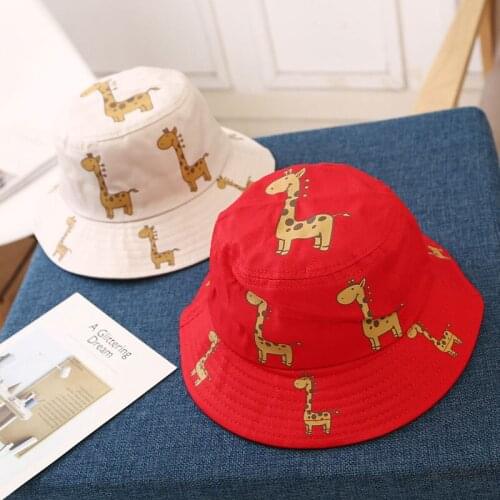 1-3 Years Old Spring Autumn Kids Bucket Hats Cartoon Giraffe Sun Hat Girls Boys Fashion Outdoor Beach Hat Camping Fishing Cap