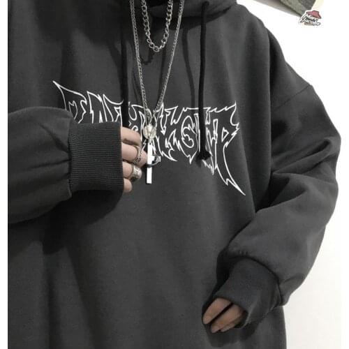 Harajuku Style Letter Printing Loose Autumn And Winter Students Plus Velvet Thick Hooded Jacket For Men And Women Tops