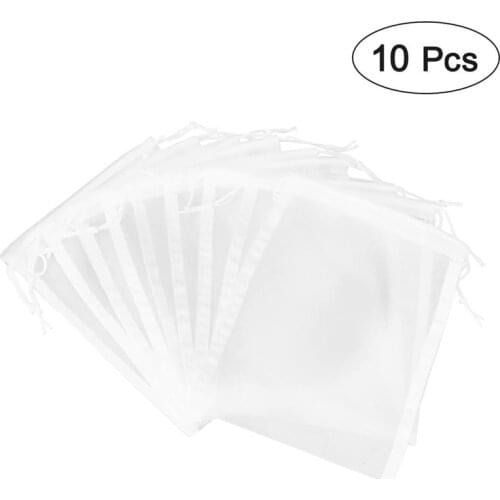 UEETEK 10 Pcs Aquarium Filter Bags Fish Tank Reusable Nylon Drawstring Fine Mesh Net Bag Aquarium Fish Tank Cleaning Tools