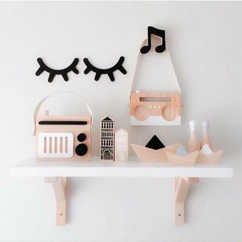 Decoration wall Cute Wooden 3D Eyelash Decorative Shelves Decor Accessories Children Kids Baby Room Home Decoration 1 Pair