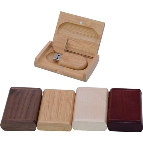 Wooden USB 2.0 with Box LOGO pendrive 4GB 16GB 32GB 64GB 128GB Flash Drive pen drive U disk Memory stick for photographers gift