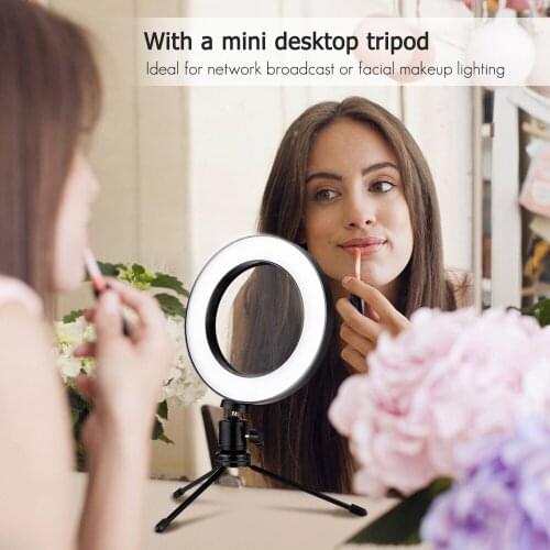 3Modes USB Selfie Lamp Mini LED Video Ring Light Fall Light with Telescopic Light Stand Tripod for Network Selfie Facial Makeup