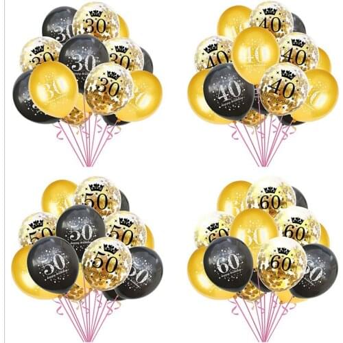 18th Birthday Party Gold Balloon Confetti Balloons Latex Balloon Printed with Happy Birthday and Number of 16 30 40 50 60 70 80