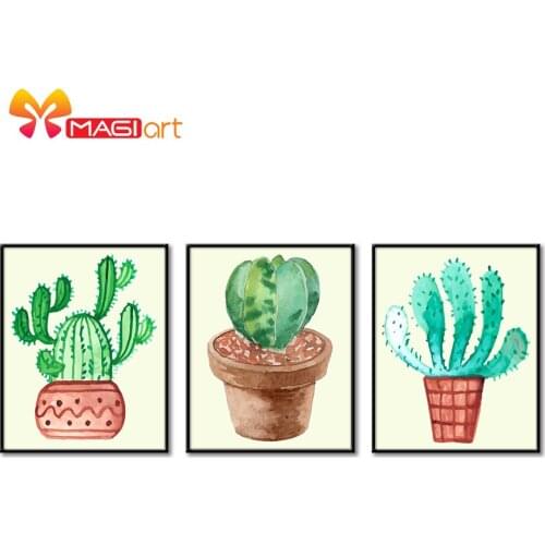 Cross stitch kits Embroidery needlework sets 11CT water soluble canvas patterns 14CT Floral style Cactus-NCMF209