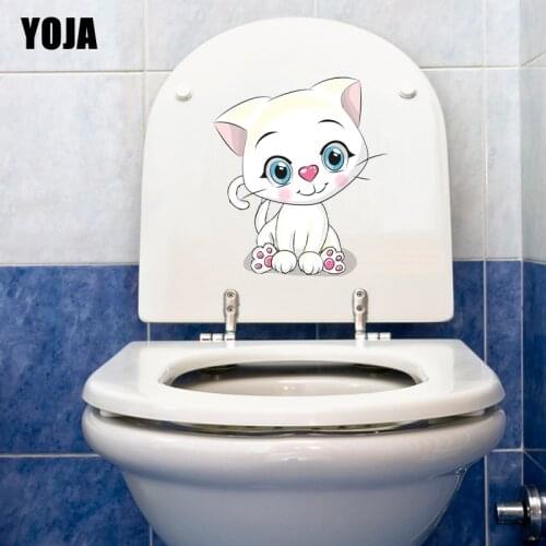 YOJA 20.6*23.5CM Cat Kids Bedroom Home Decor Wall Sticker Toilet Decal Cartoon Art T3-0430