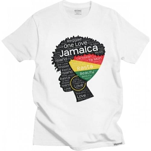 Jamaica Jamaican Woman Afro Puff Tee Shirt Homme Pure Cotton Afro Word Art T-shirt Fashion Short Sleeved Novelty Tshirt Clothes