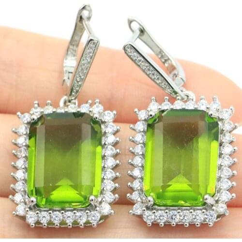 38x16mm SheCrown Lovely Cute Violet Tanzanite Girls Daily Wear 925 Sterling Silver Earrings Drop Shipping